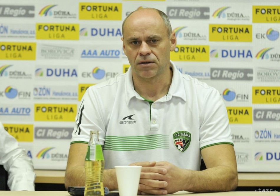 Na snímke hlavný tréner Miroslav Jantek počas tlačovej konferencie futbalového klubu 1. FC Tatran Prešov.