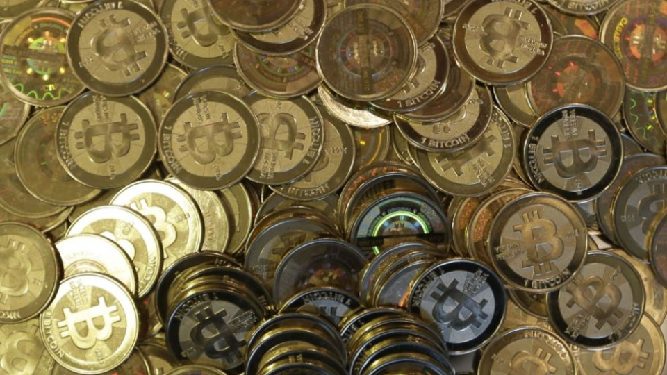 Bitcoinové mince v americkom meste Sandy.