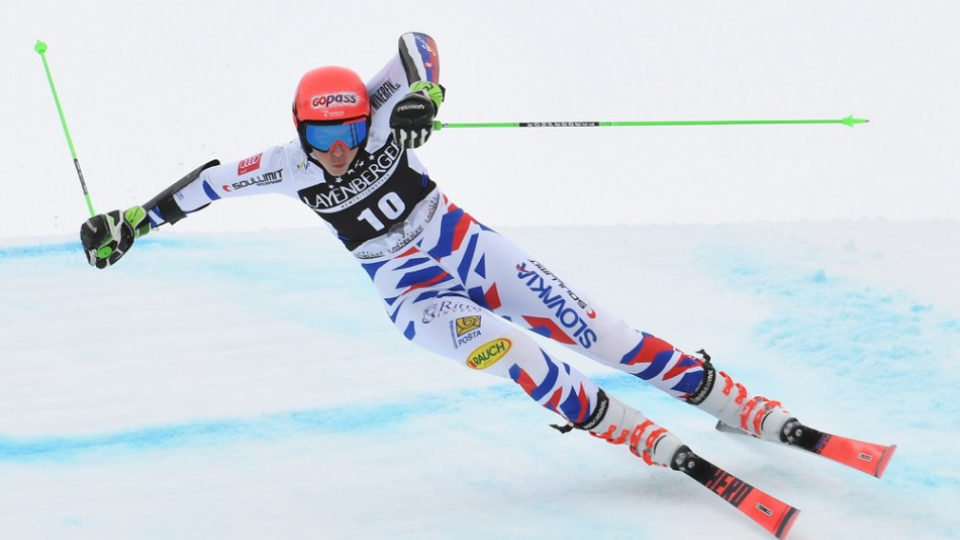 Na snímke slovenská lyžiarka Petra Vlhová na trati 1. kola obrovského slalomu Svetového pohára žien v nemeckom Ofterschwangu 9. marca 2018. Vlhová prvé kolo nedokončila a vypadla.