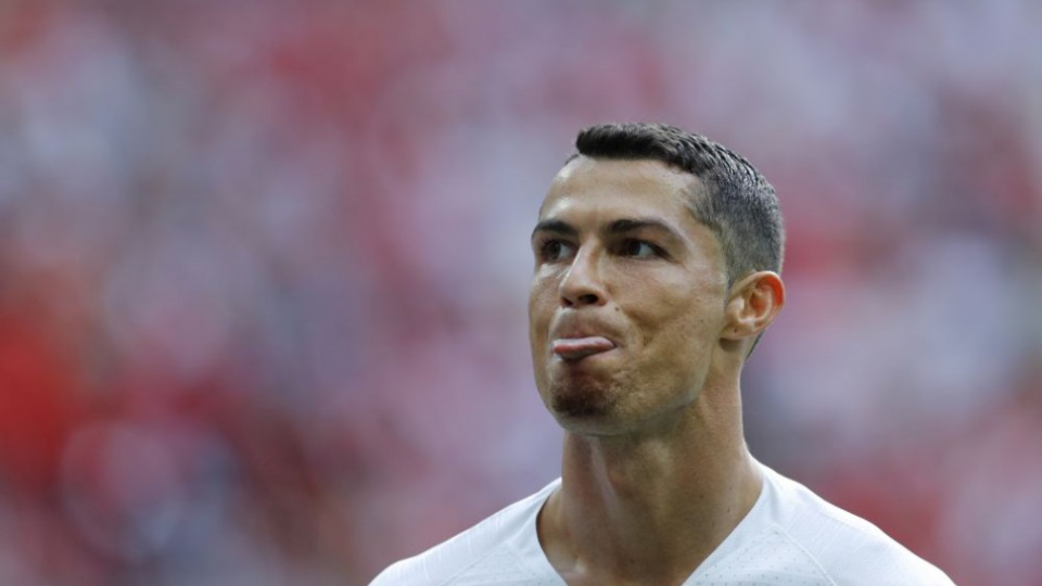Hráč Portugalska Cristiano Ronaldo vyplazuje jazyk počas zápasu základnej B-skupiny MS 2018 vo futbale Portugalsko - Maroko v Moskve 20. júna 2018.