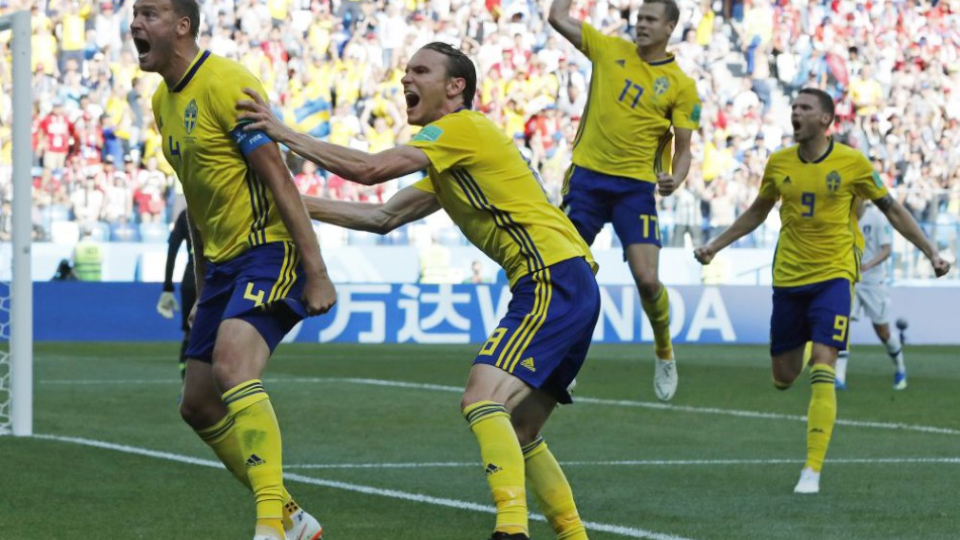 Švédska radosť po strelení gólu.