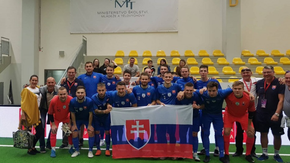 Slovenskí tím do 21 rokov v malom futbale na MS v Prahe, 7. októbra 2018.