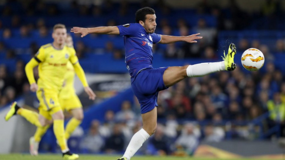 Na snímke hráč Chelsea Pedro Rodriguez v zápase 3. kola L-skupiny Európskej ligy vo futbale Chelsea Londýn - BATE Borisov v Londýne 25. októbra 2018.