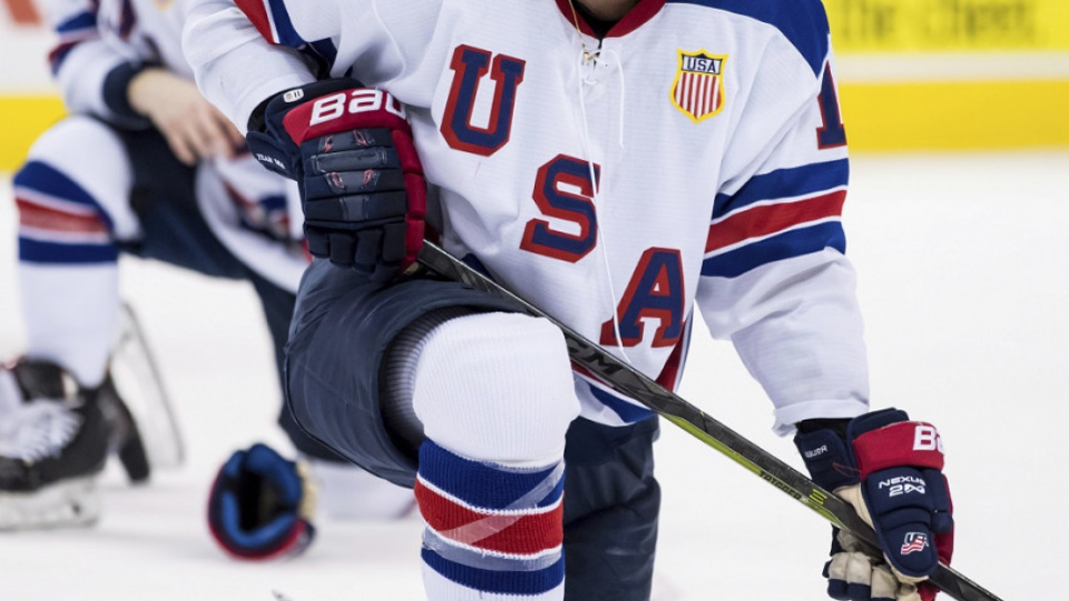 Ryan Poehling, hráč USA, sa stal najproduktívnejším hráčom MS20 v Kanade. Na snímke po finálovej prehre s Fínskom, 5. januára 2019.