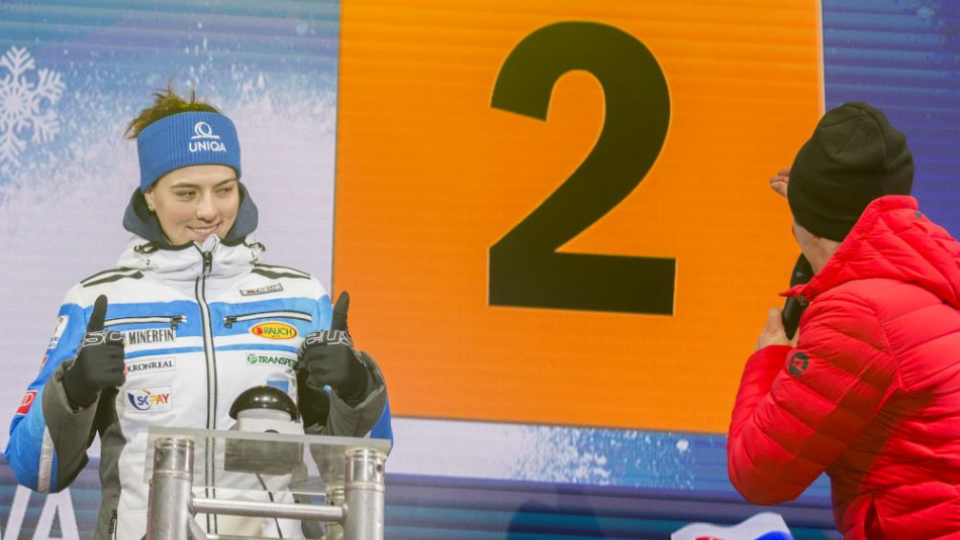 Na snímke slovenská lyžiarka Petra Vlhová počas žrebovania pred utorňajším nočným slalomom Svetového pohára v alpskom lyžovaní žien v rakúskom Flachau 7. januára 2019.Vlhová si vyžrebovala číslo 2.