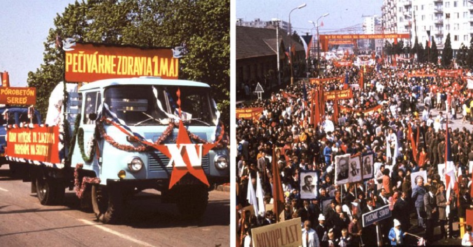 Dobové fotografie z osláv 1. mája v Seredi.