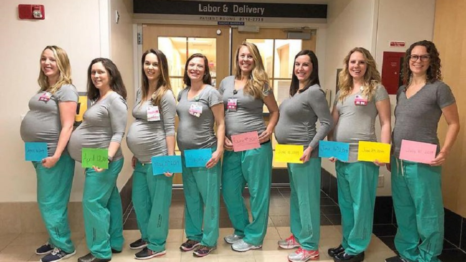 Tehotné sestričky v nemocnici v Portlande.