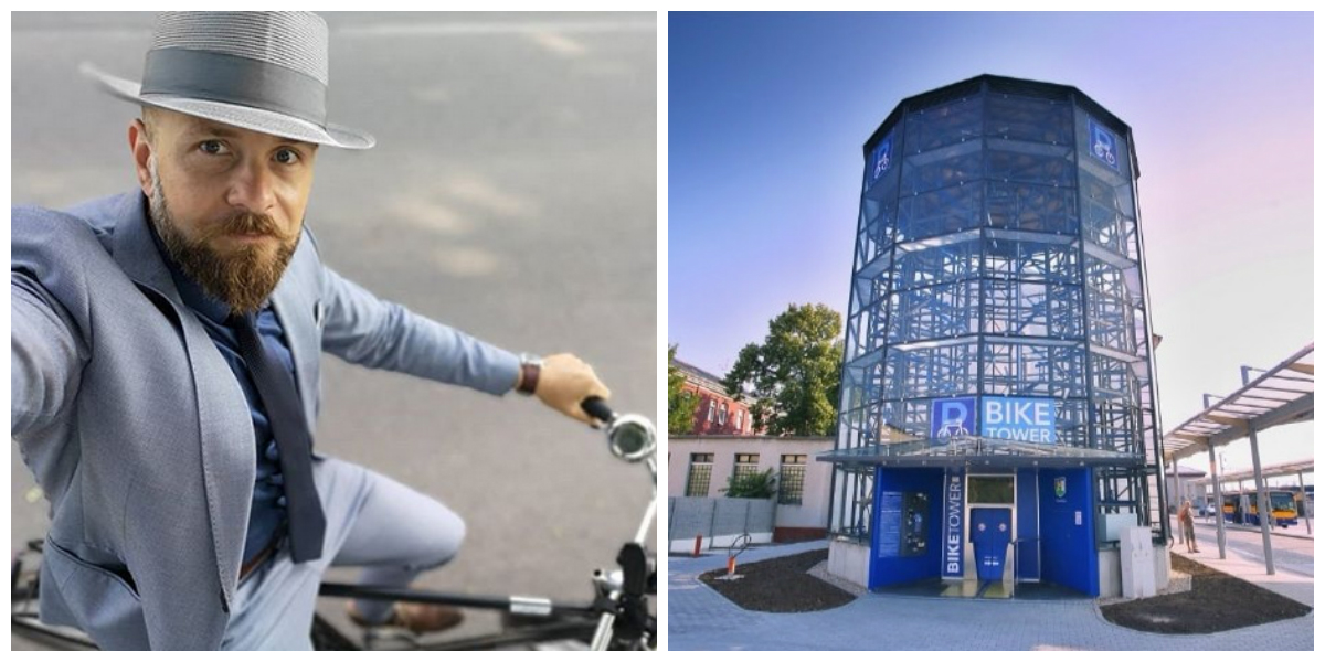 Na snímke trnavský primátor Peter Bročka a návrh nového parkovacieho domu pre bicykle.