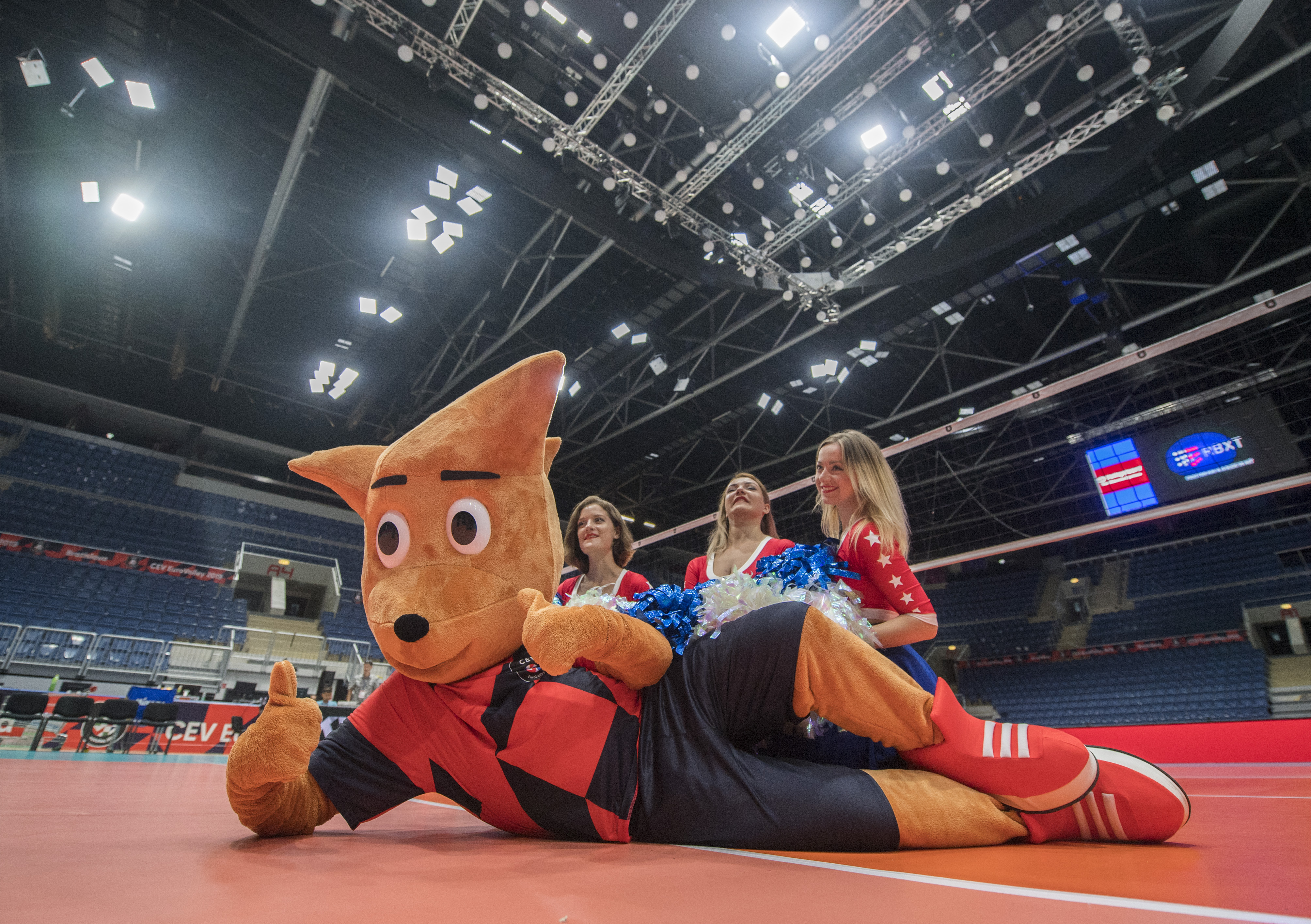 Na snímke oficiálny maskot ME  vo volejbale  žien ACE počas predstavenia 20. augusta 2019 v Bratislave. Slovenské volejbalistky odohrajú skupinovú fázu ME  v Bratislave na zimnom štadióne Ondreja Nepelu.