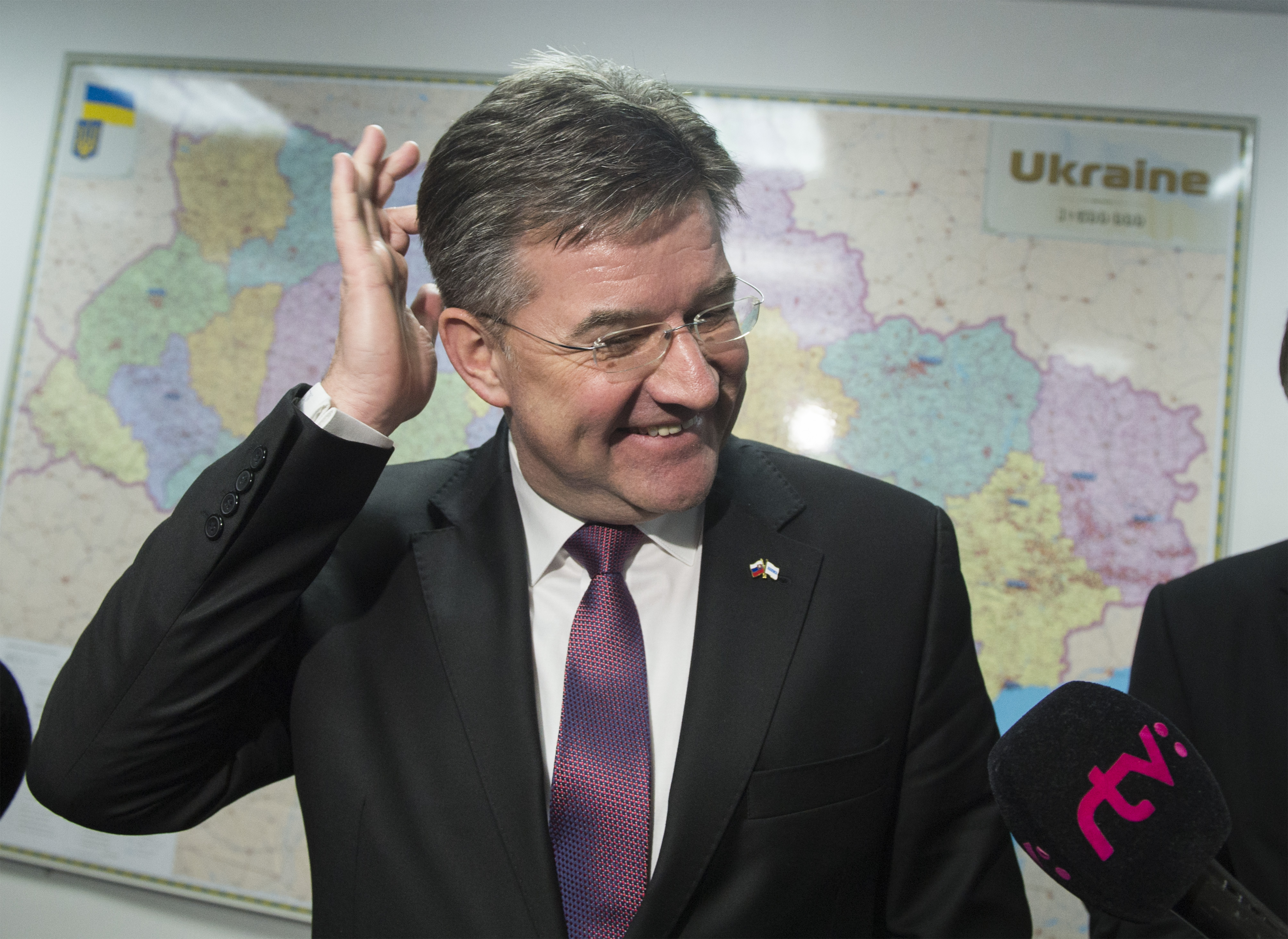 Na snímke minister zahraničných vecí SR Miroslav Lajčák vo funkcii úradujúceho predsedu OBSE  počas brífingu v rámci dvojdňovej návštevy Ukrajiny v Kyjeve v utorok 15. januára 2019.