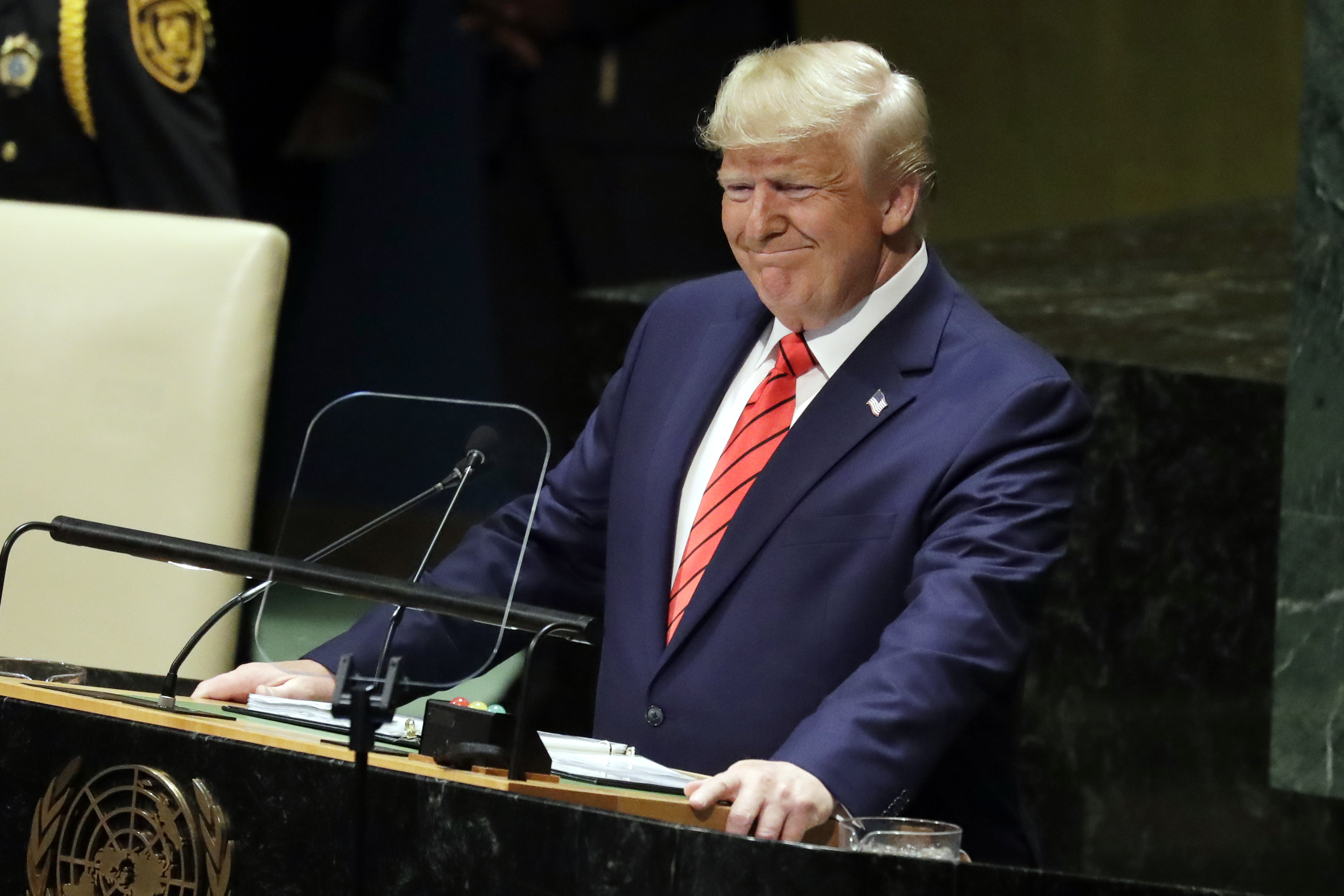 Na snímke americký prezident Donald Trump počas prejavu na 74. valnom zhromaždení OSN v New Yorku 24. septembra 2019.