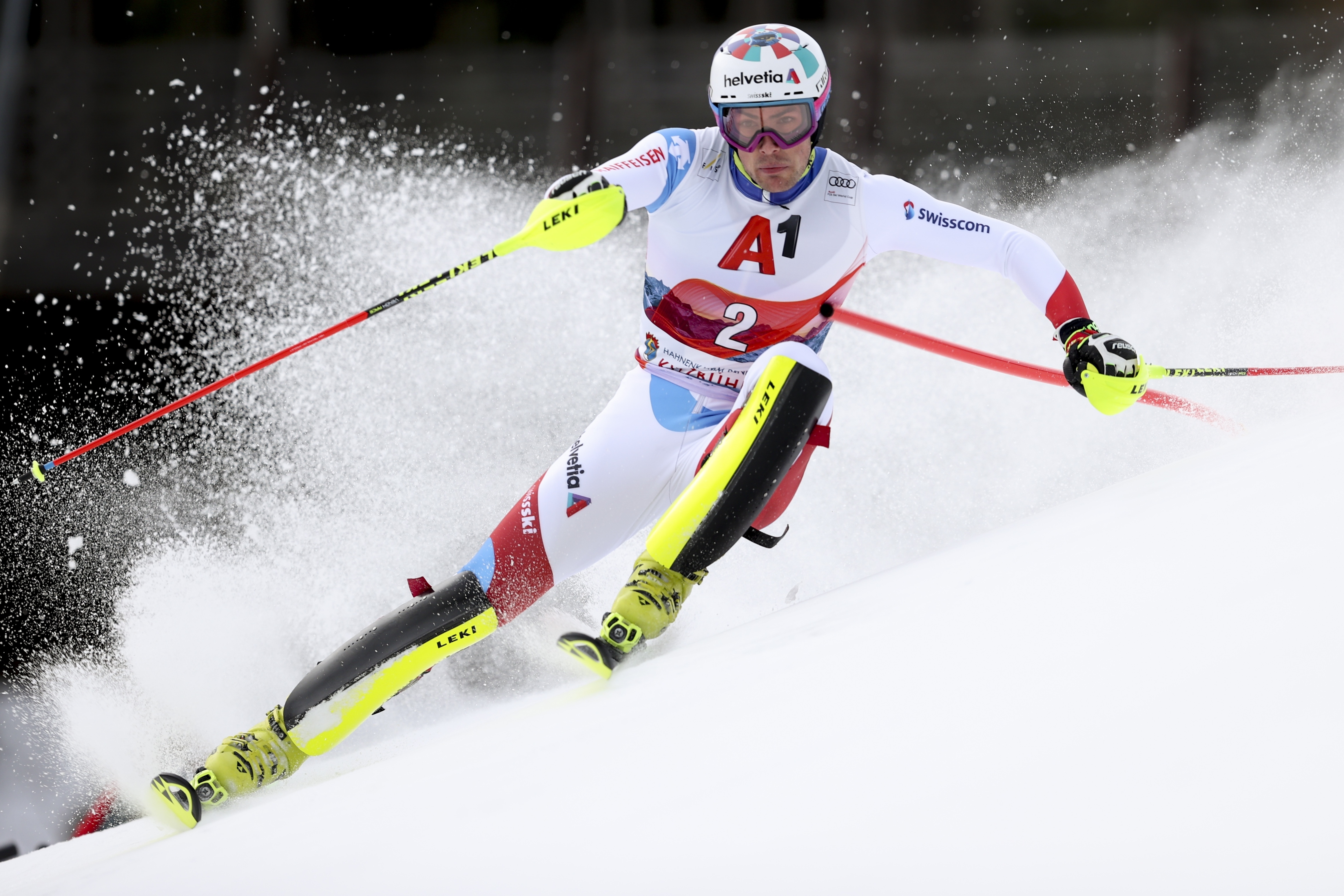 Na snímke Švajčiar Daniel Yule počas svojho víťazného slalomu.