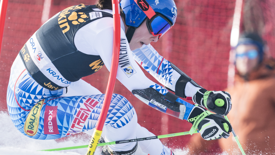 Na snímke slovenská lyžiarka Petra Vlhová v 1.kole obrovského slalomu žien Svetového pohára alpských lyžiarok v slovinskom lyžiarskom stredisku Kranjska Gora.