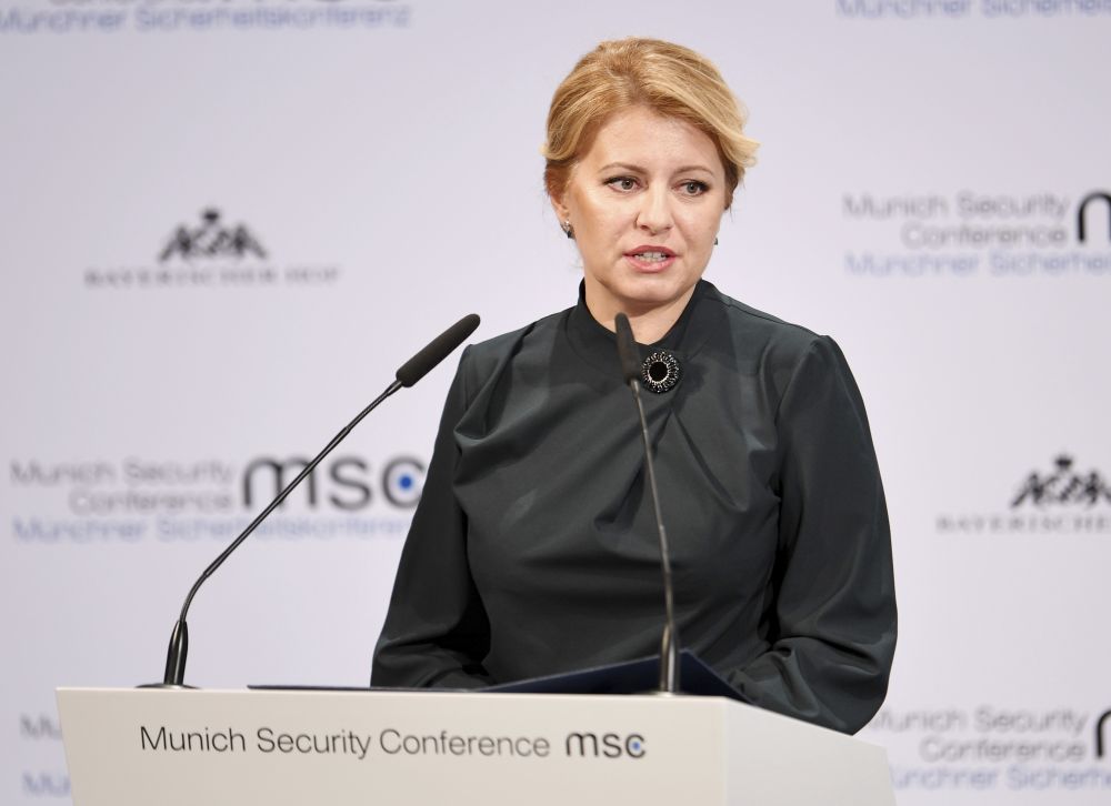 Slovenská prezidentka Zuzana Čaputová počas prejavu na panelovej diskusii v rámci tretieho dňa 56. Mníchovskej bezpečnostnej konferencie