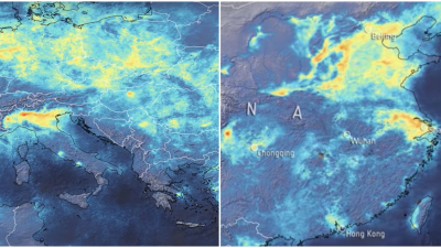 Satelitné snímky ukazujú dramatický pokles znečistenia po celom svete. Vedie však Taliansko a Čína