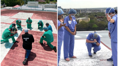 Dojali svet v čase COVID-19: Zdravotníci na strechách nemocníc vyslali modlitbu do celého sveta