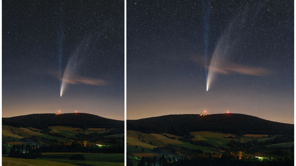 Fotograf zachytil uzliny v chvoste kométy.