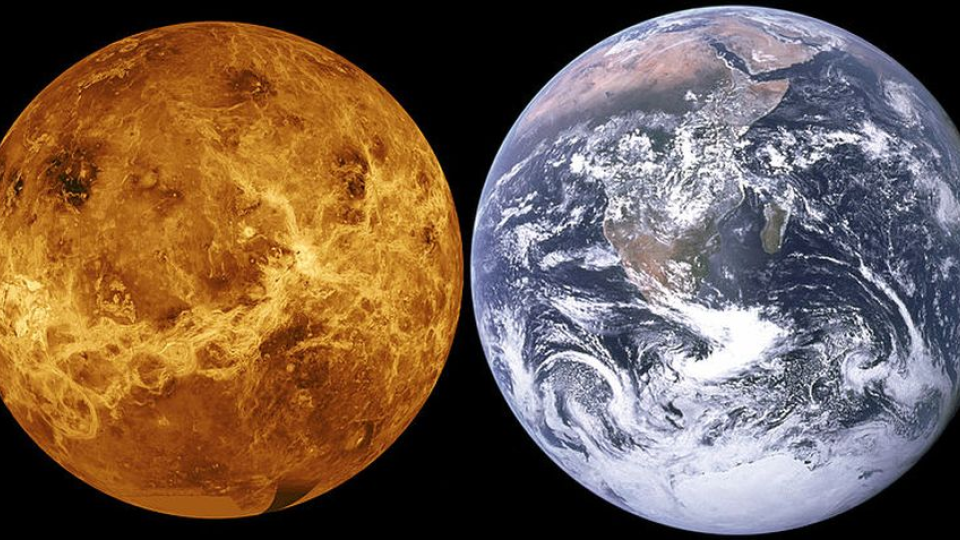 Veľkostné porovnanie planéty Venuša so Zemou