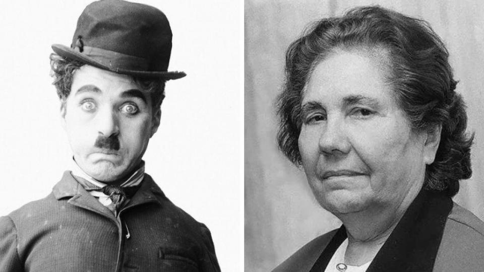 Herec Charlie Chaplin a spisovateľka Elena Lacková 