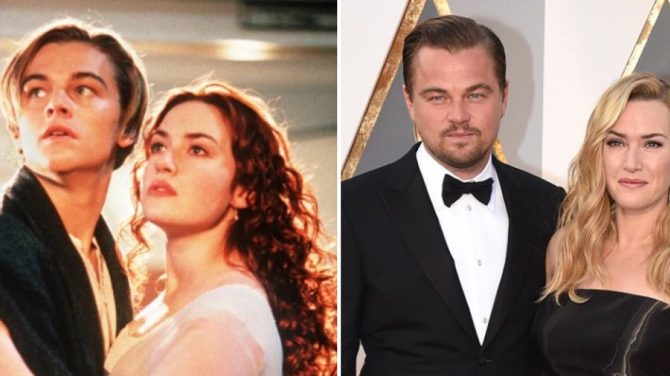 Vľavo: Leo a Kate v Titanicu, vpravo v roku 2016