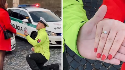 VIDEO: Policajt Maroš šokoval priateľku. Pred kolegami pokľakol a požiadal ju o ruku priamo na Nitrianskom hrade