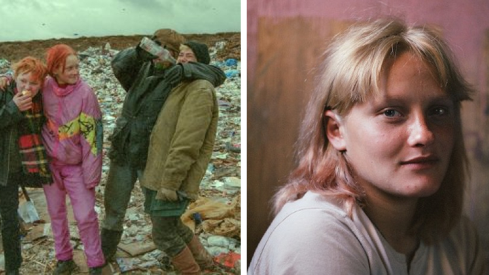 Jula z dokumentárneho filmu Hanny Polakovej (napravo a naľavo s oranžovými vlasmi).