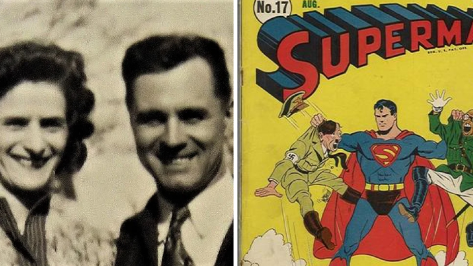 John Sikela s manželkou Margaretou / vydanie Supermana, ktoré ilustroval.