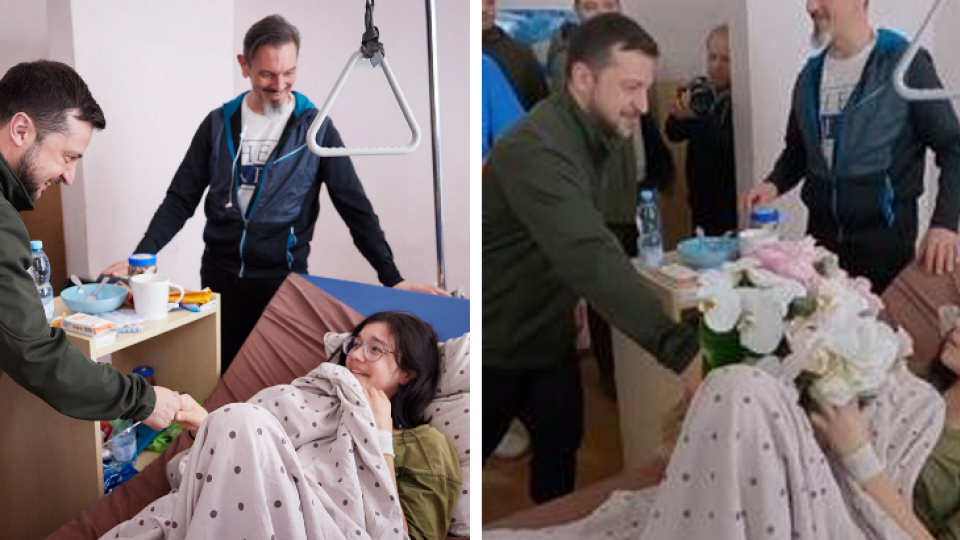 Ukrajinský prezident na návšteve v nemocnici.