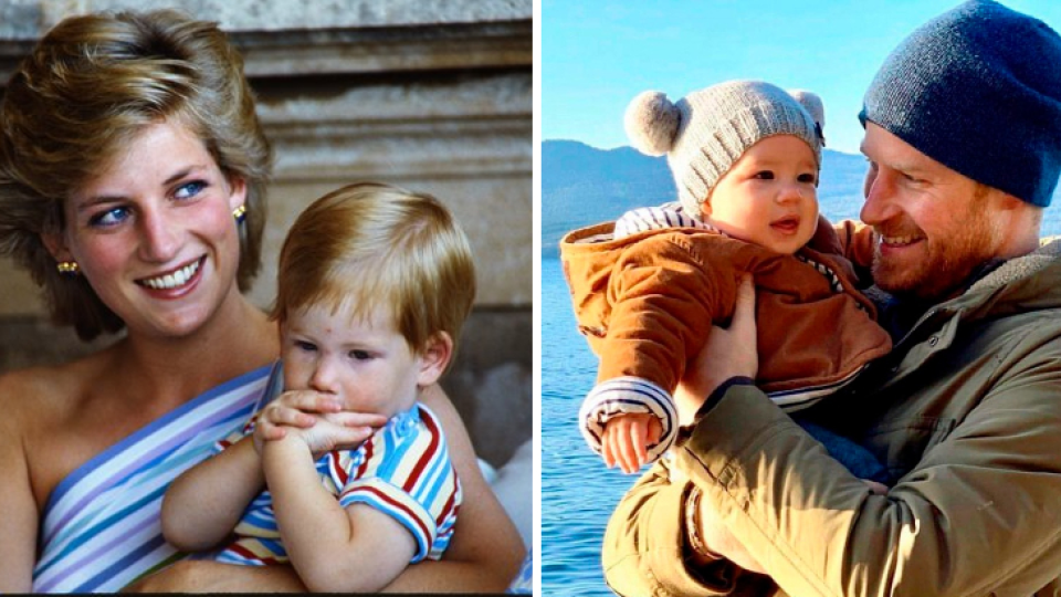 Princezná Diana s princom Harrym (1997) / Princ Harry so synom Archiem (2019)