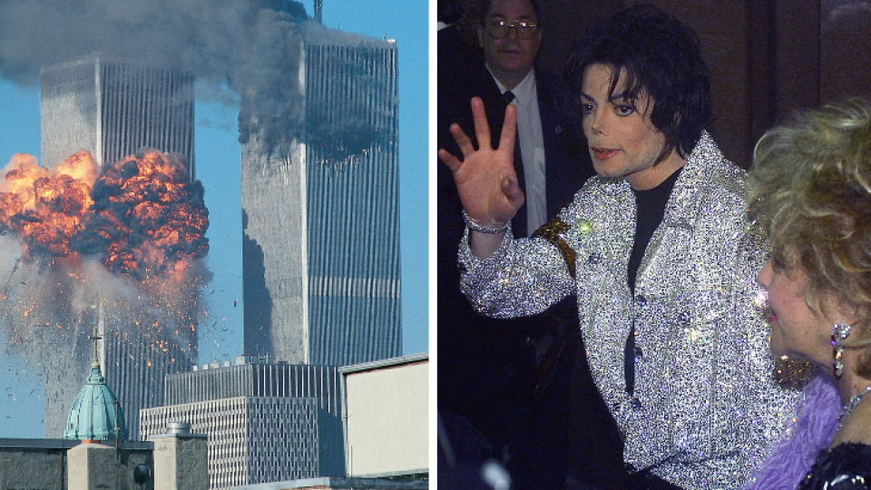 Svetové obchodné centrum pri teroristickom útoku / Michael Jackson v New Yorku štyri dni pred teroristickým útokom