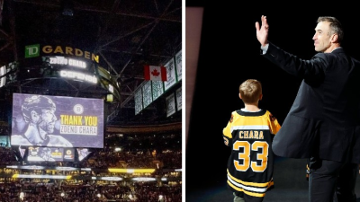 VIDEO: Hokejový klub aj fanúšikovia si uctili svoju legendu. Zdeno Chára sa objavil na ľade po boku svojich synov