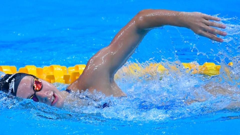 Na snímke slovenská reprezentantka v plávaní Andrea Podmaníková na tréningu počas XXXII. letných olympijských hier v Tokiu 22. júla 2021.