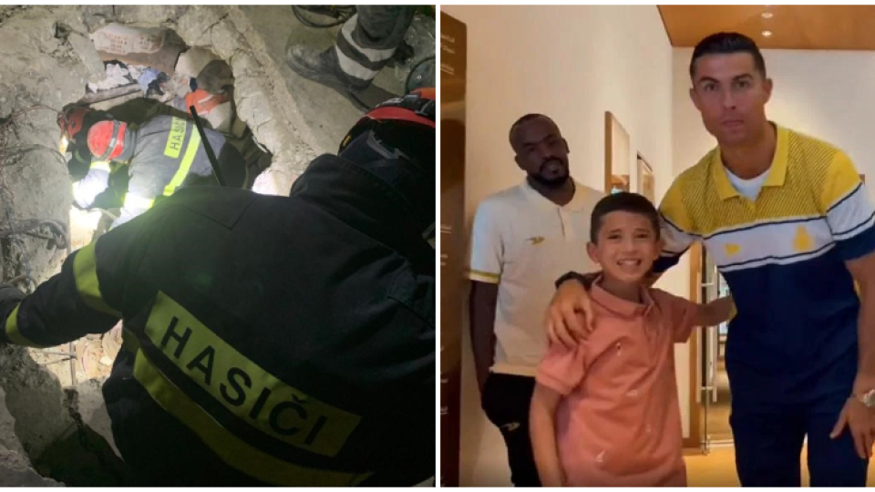 Slovenskí hasiči v Turecku / Sýrsky chlapec s Cristianom Ronaldom