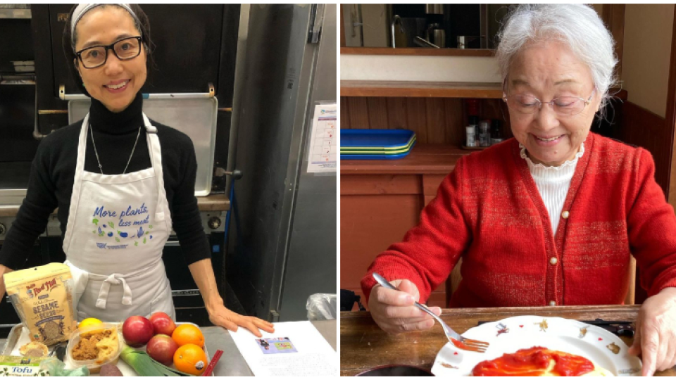 Odborníčka na výživu Michiko Tomioka a jej 86-ročná mama.