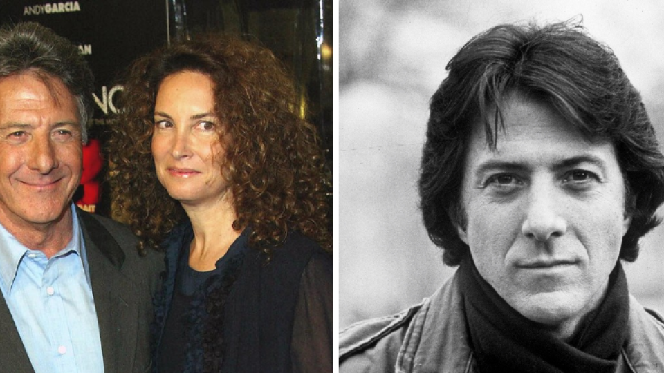 Naľavo: Dustin Hoffman s manželkou Lisou, napravo: Dustin Hoffman v roku 1979