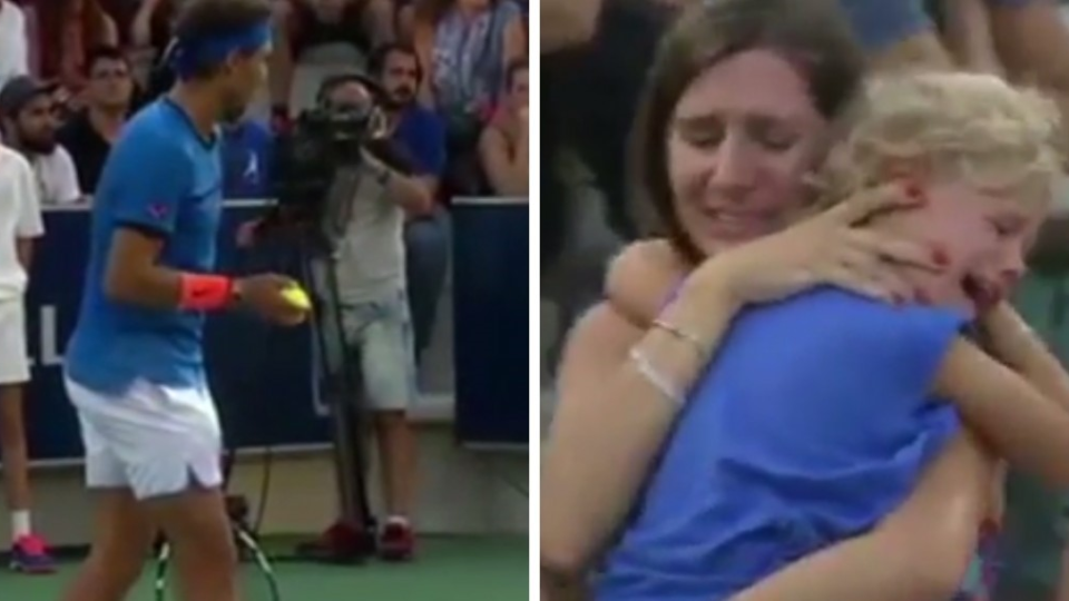 Tenista Nadal prerušil zápas, aby matka mohla nájsť v dave stratenú dcérku.