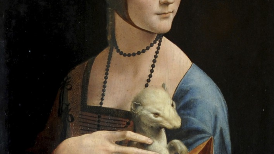 Maľba Dáma s hranostajom od maliara Leonarda da Vinciho.
