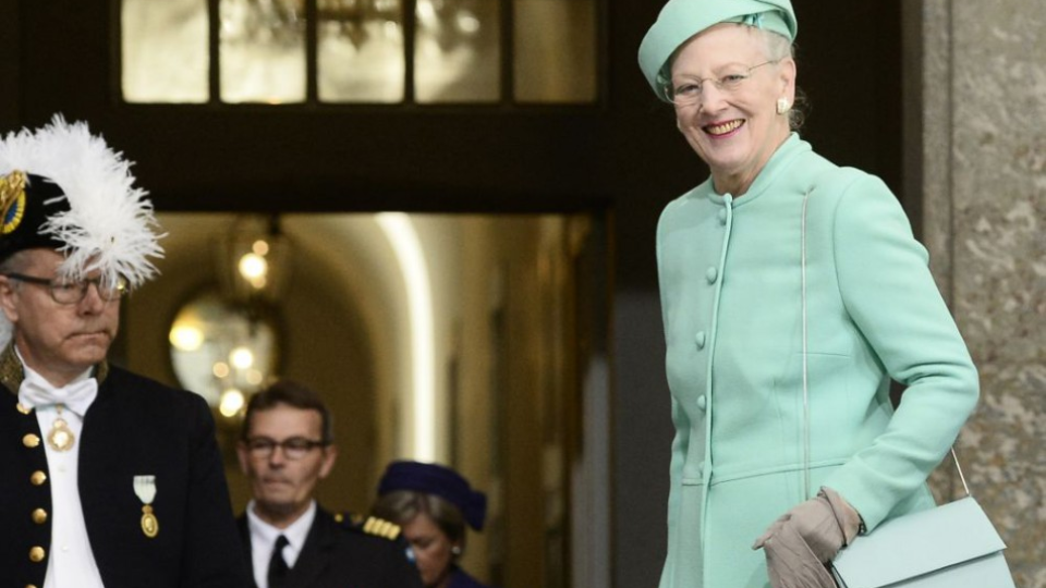Dánska kráľovná Margaréta prichádza na ďakovnú bohoslužbu počas osláv 70. narodenín švédskeho kráľa Karola XVI. Gustáva, v Kráľovskej kaplnke v Štokholme 30. apríla 2016.