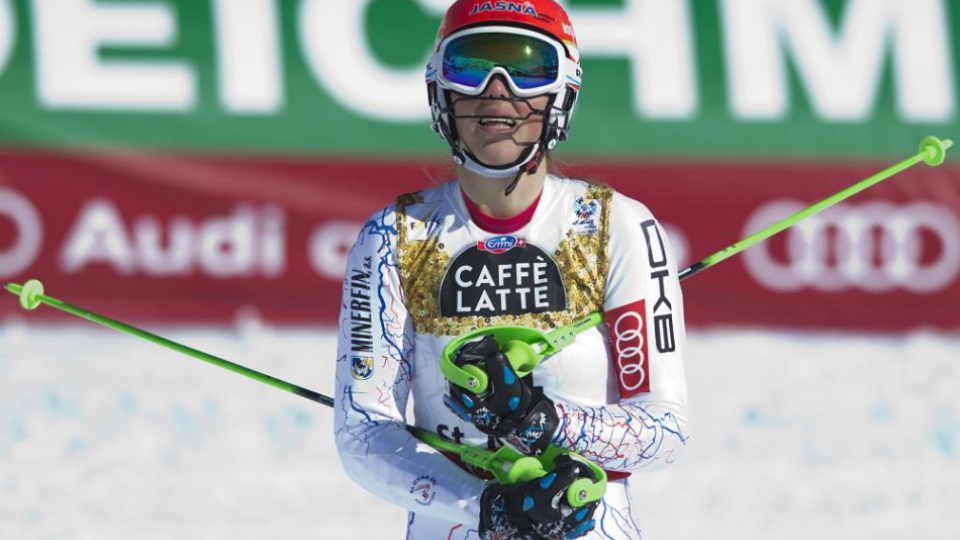 Na snímke slovenská reprezentantka Petra Vlhová v cieli po 2. kole slalomu žien na 44. MS v alpskom lyžovaní vo švajčiarskom St. Moritzi v sobotu 18. februára 2017.