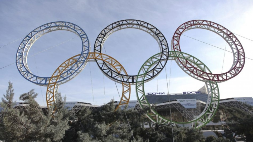 Na snímke nainštalované olympijské kruhy pre zimné olympijské hry 2014 v čiernomorskom letovisku Soči. 
