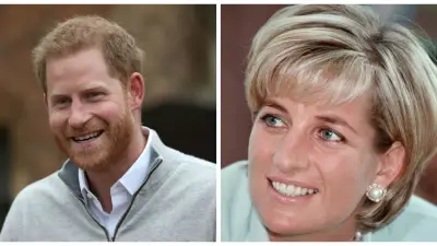 Na snímke princ Harry počas oznámenia o narodení jeho prvého syna a princezná Diana.