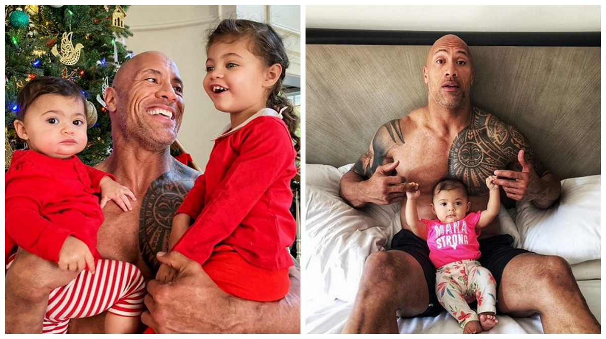 Dwayne Johnson a jeho dcérky.