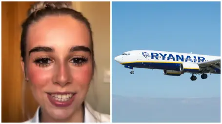 Poľská letuška Hania Marciniaková / Lietadlo spoločnosti Ryanair