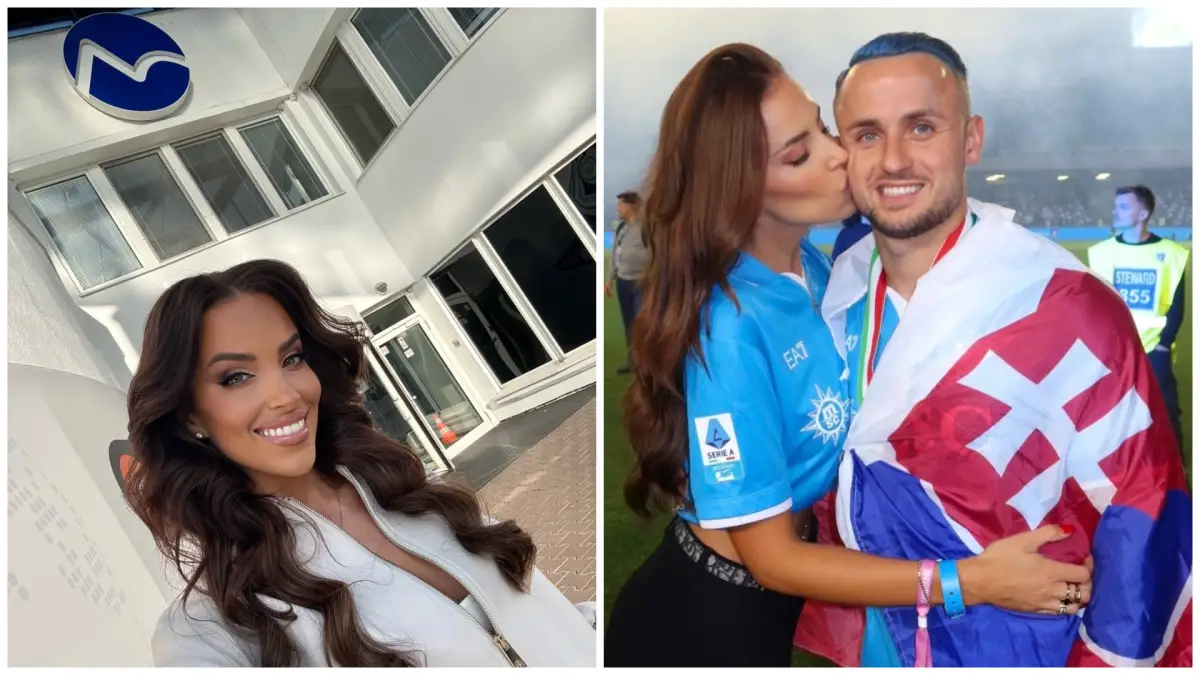 Športová redaktorka Simona Leskovská a futbalista Stanislav Lobotka.