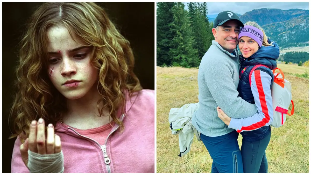 Emma Watson vľavo a vpravo Nela Pocisková a Filip Tůma.