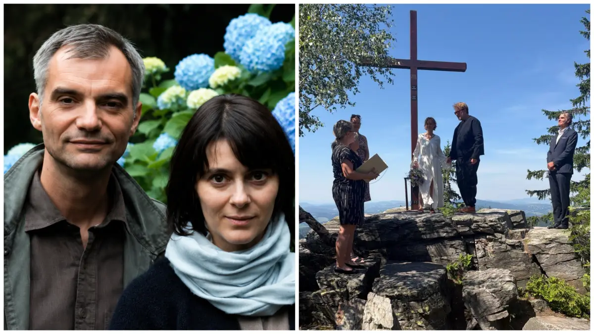 Klára Pollertová Trojanová a Ivan Trojan / Vo svadobný deň s druhým manželom Michalom