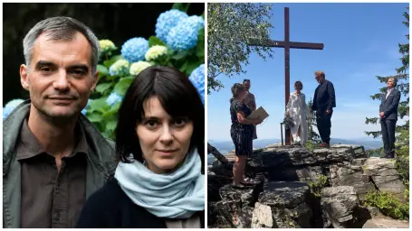 Klára Pollertová Trojanová a Ivan Trojan / Vo svadobný deň s druhým manželom Michalom