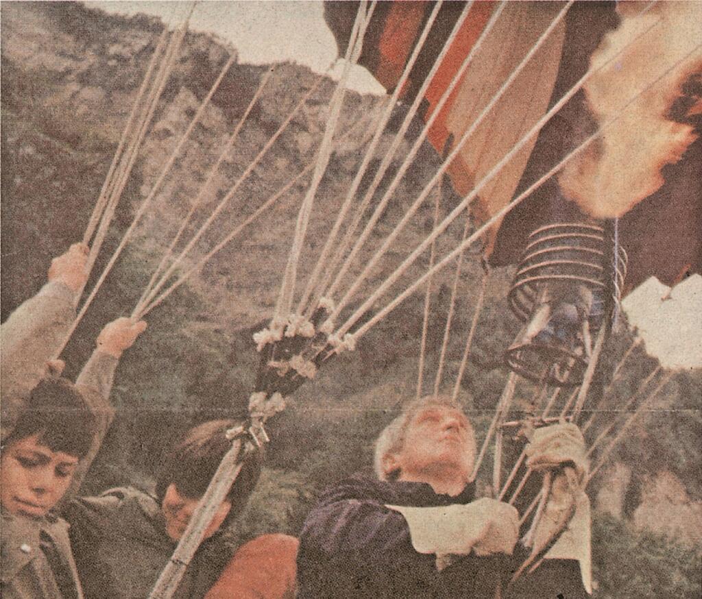 Hutyrovci v balóne, v ktorom utiekli z Československa
